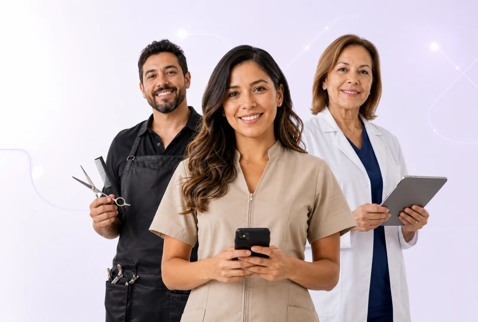 Profesionales de barbería, estética y salud conectados por la automatización de turnos de Lubox